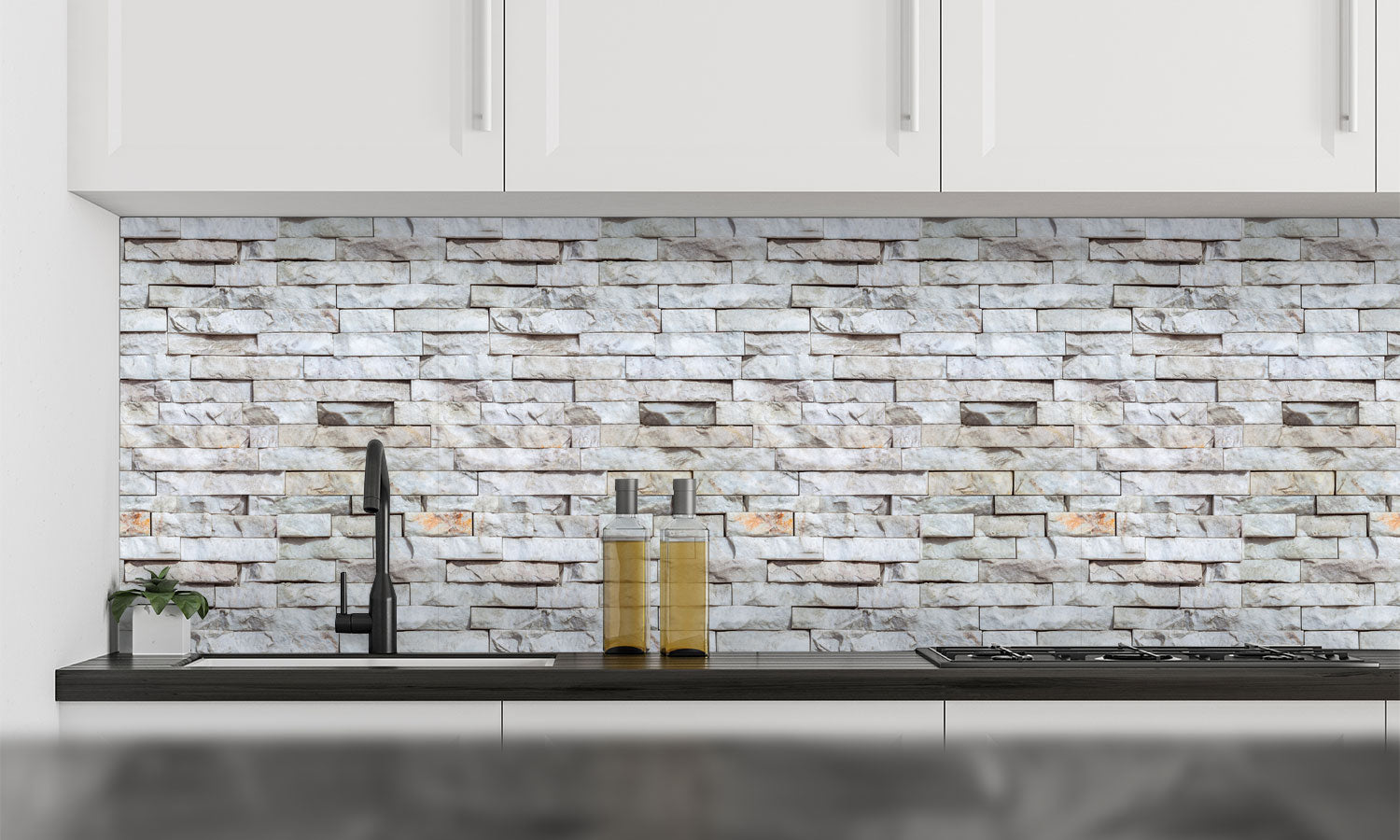Kuhinjski paneli   Seamless stone wall - Stekleni / PVC plošče / Pleksi steklo - s tiskom za kuhinjo, Stenske obloge PKU076 - Life-decor.si
