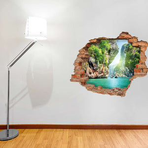 3D Art zidne naljepnice Green waterfall- 3D017