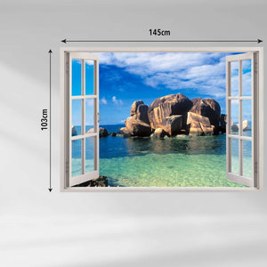 3D Art zidne naljepnice Morski kamen prozor - 3D062