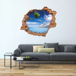 3D Art zidne naljepnice Palm Boat - 3D028