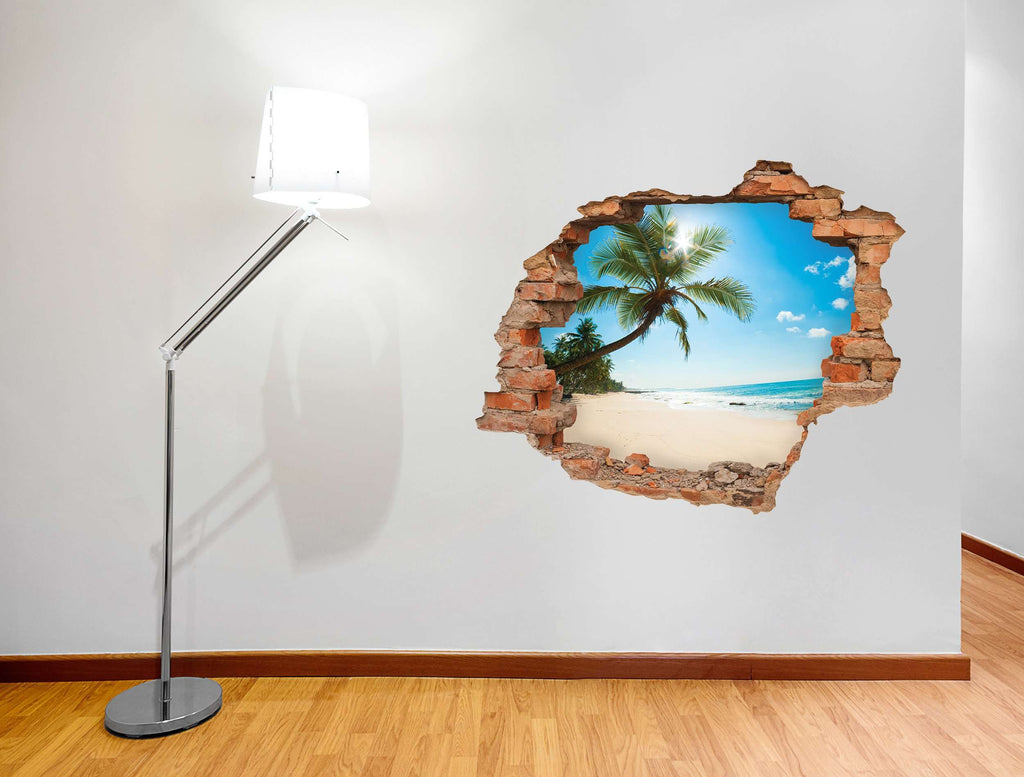 3D stenska nalepka Plaža - primer dekoracije prostora