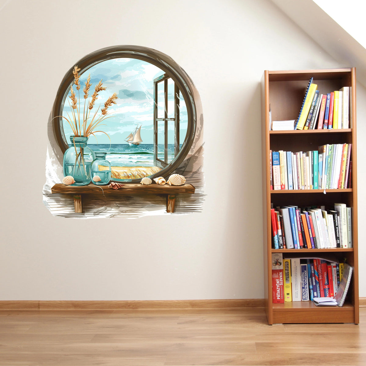 3D ART stenska nalepka, Pogled na plažo  - 3D096