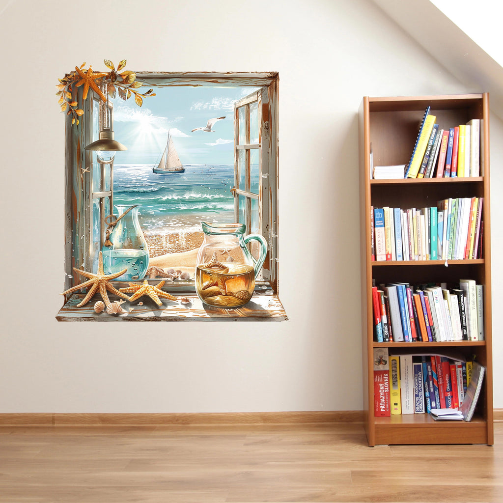 3D ART stenska nalepka, Pogled na plažo  - 3D097