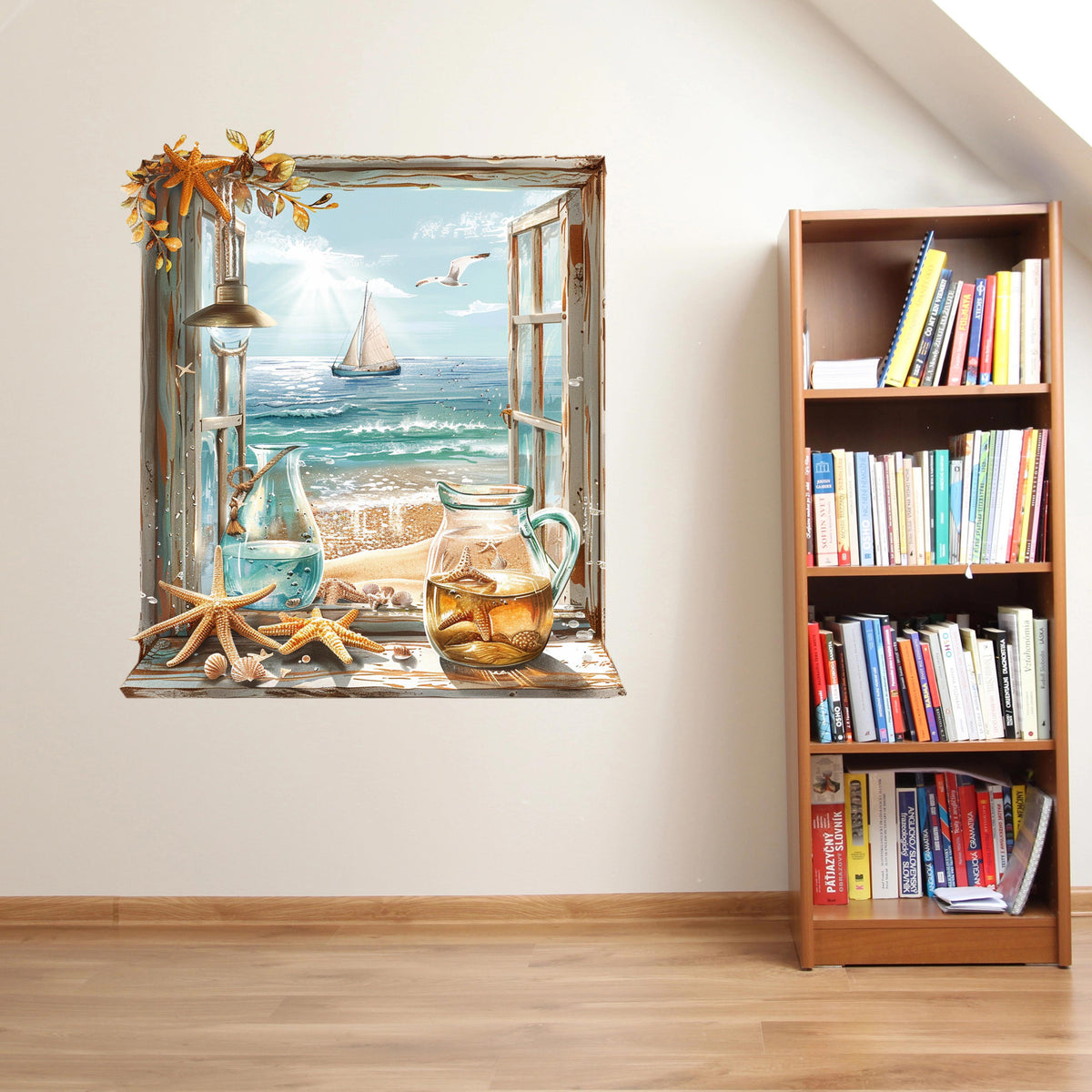 3D ART stenska nalepka, Pogled na plažo  - 3D097