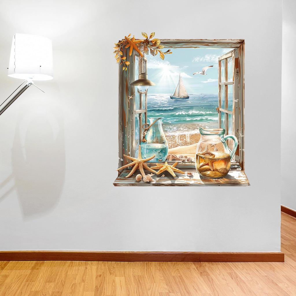 3D ART stenska nalepka, Pogled na plažo  - 3D097