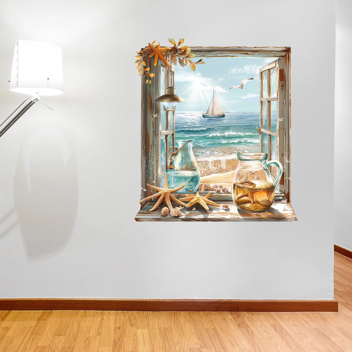 3D ART stenska nalepka, Pogled na plažo  - 3D097