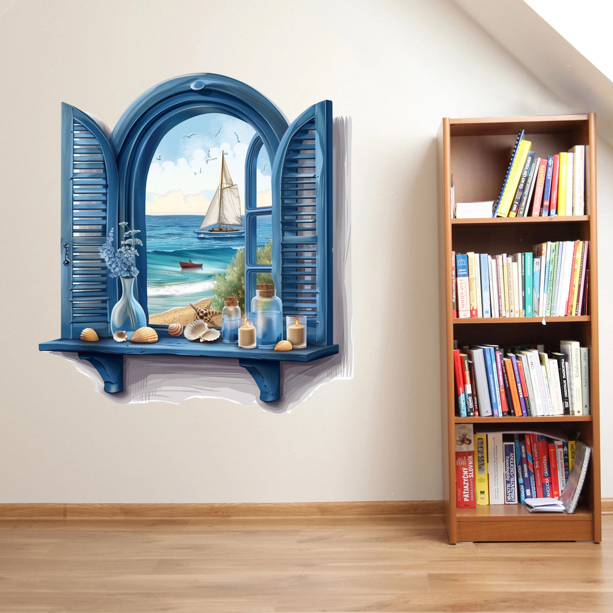 3D ART stenska nalepka, Pogled na plažo  - 3D099