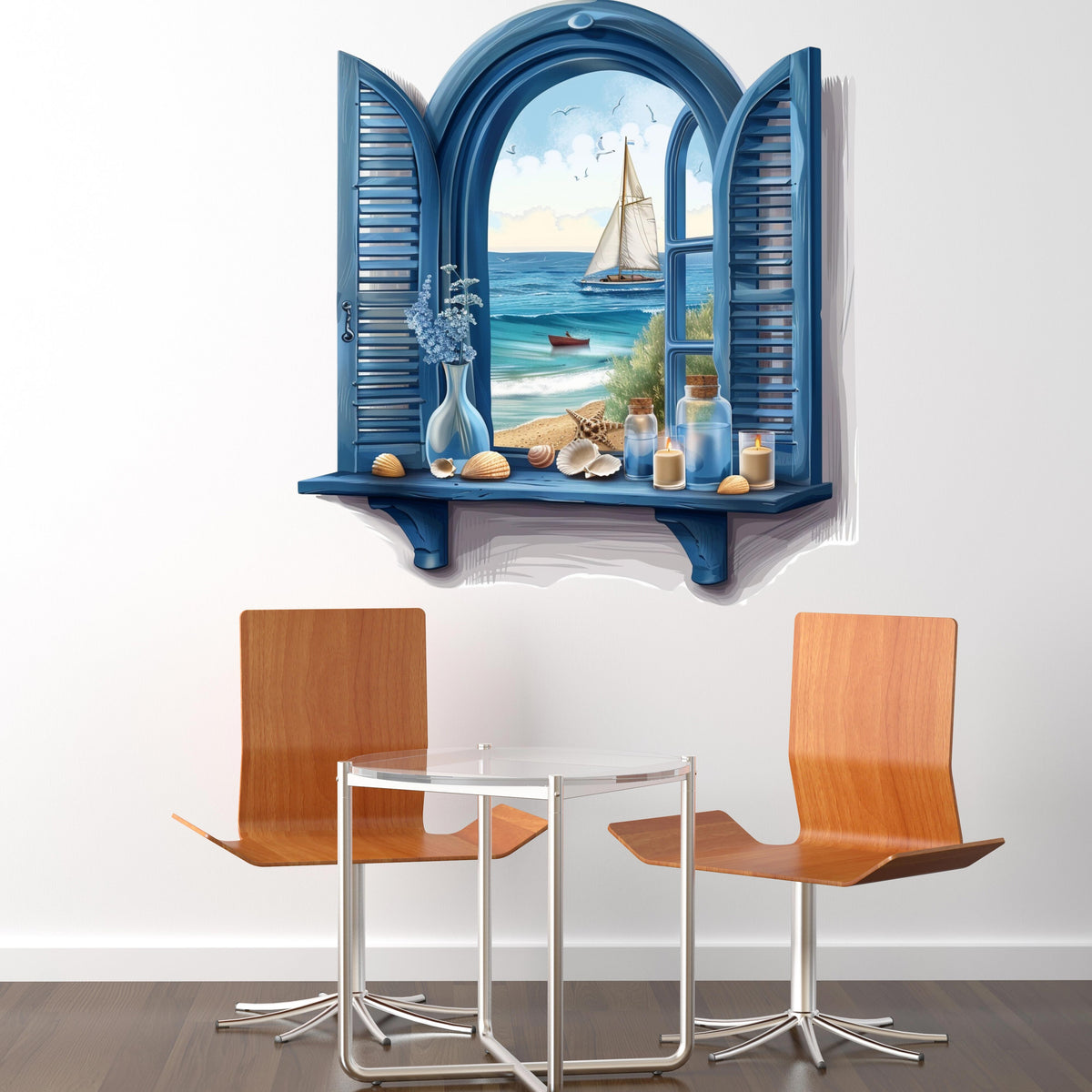 3D ART stenska nalepka, Pogled na plažo  - 3D099