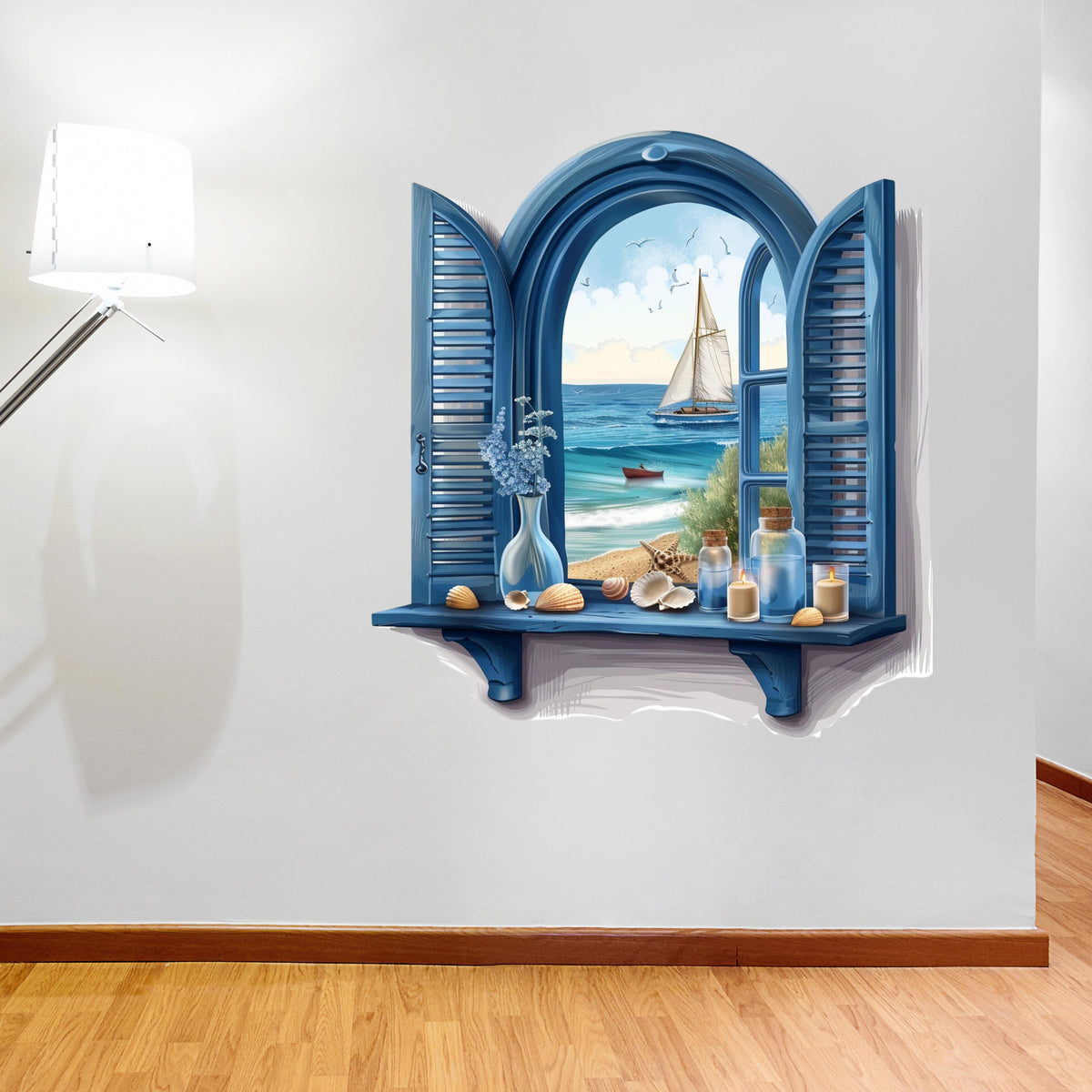 3D ART stenska nalepka, Pogled na plažo  - 3D099