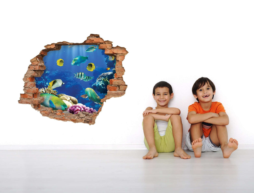 3D stenska nalepka Ribice - prikaz motiva na steni