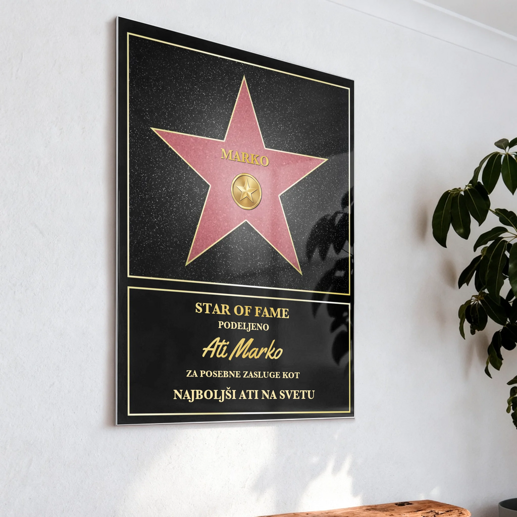 Star of Fame – Personalizirana slika na pleksi steklu z okvirjem