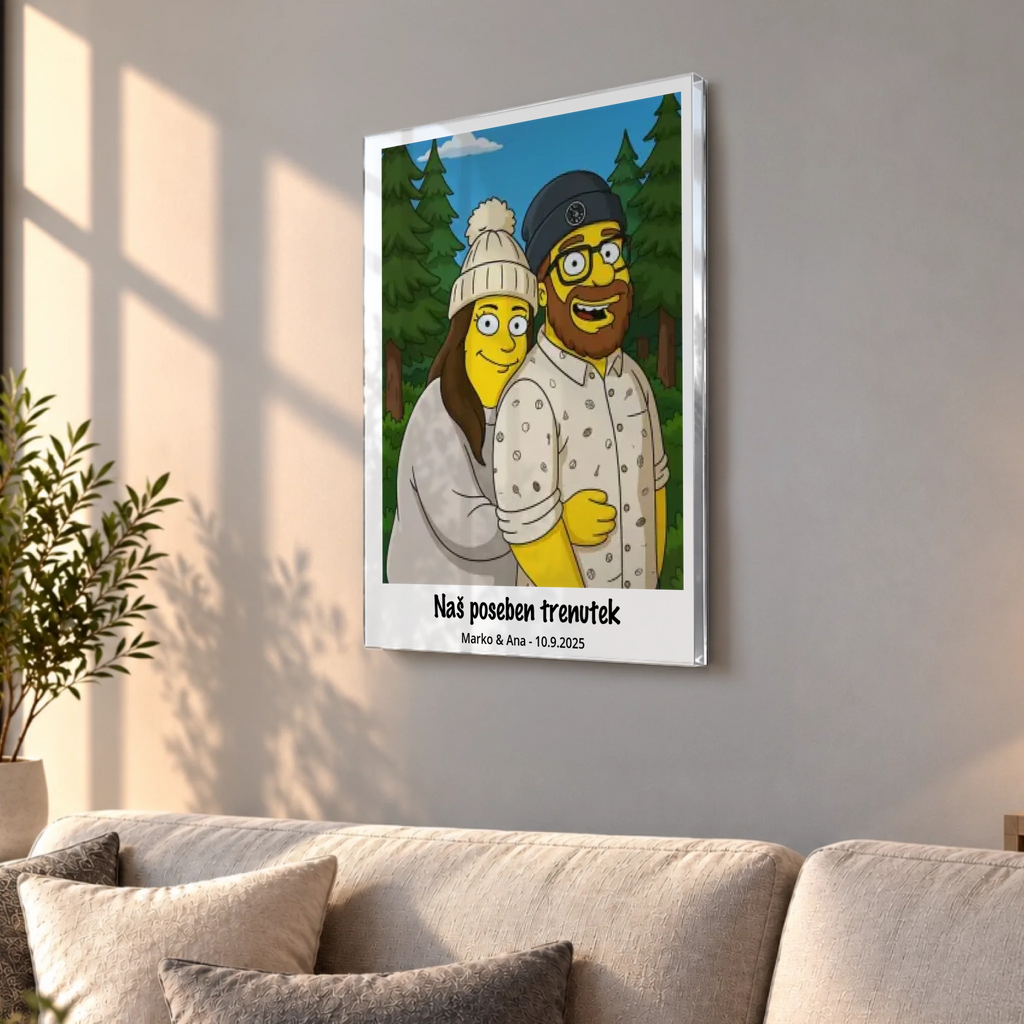 Tvoja fotografija v rumenem risanem slogu – Personalizirana slika na pleksi steklu