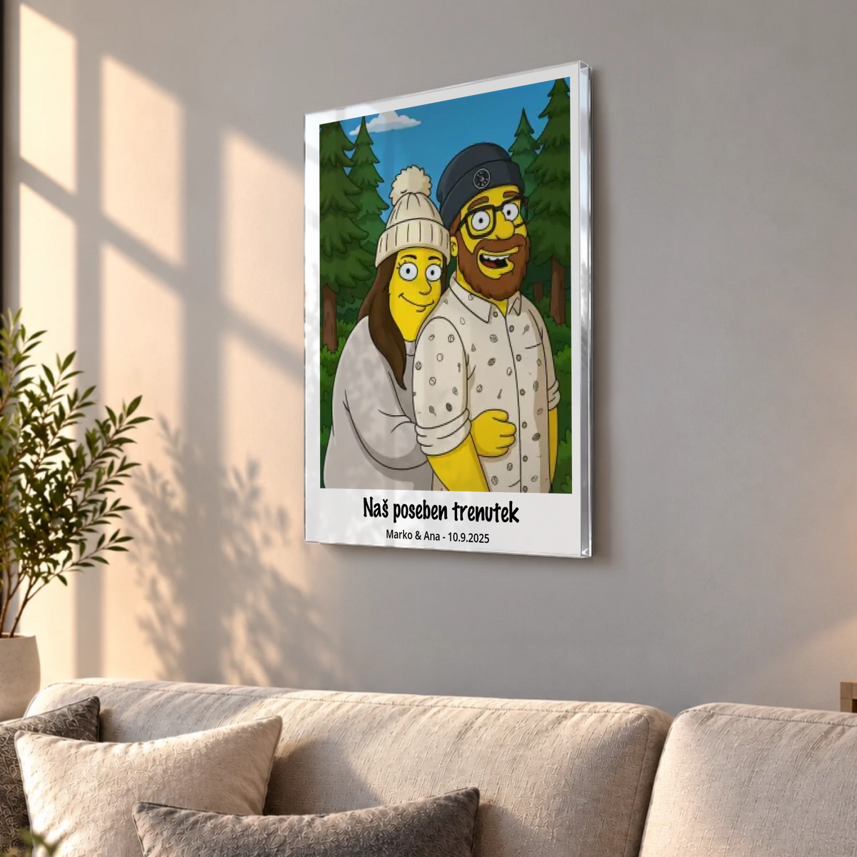 Tvoja fotografija v rumenem risanem slogu – Personalizirana slika na pleksi steklu