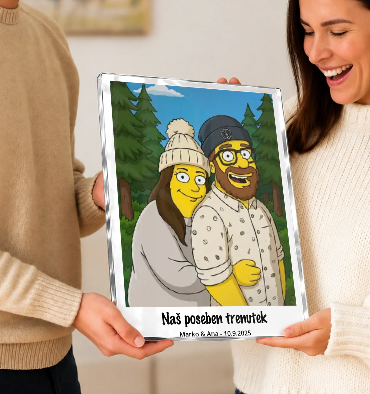 Tvoja fotografija v rumenem risanem slogu – Personalizirana slika na pleksi steklu