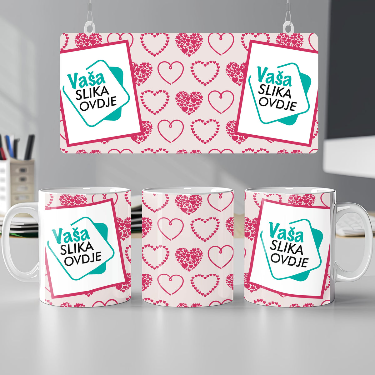 Personalizirana šalica Ljubavna srca  sa dvije vaše slike -  SA215