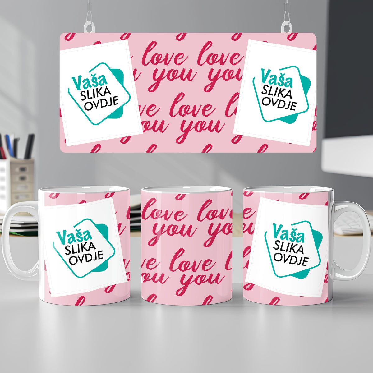 Personalizirana šalica Ljubavna srca  sa dvije vaše slike -  SA219