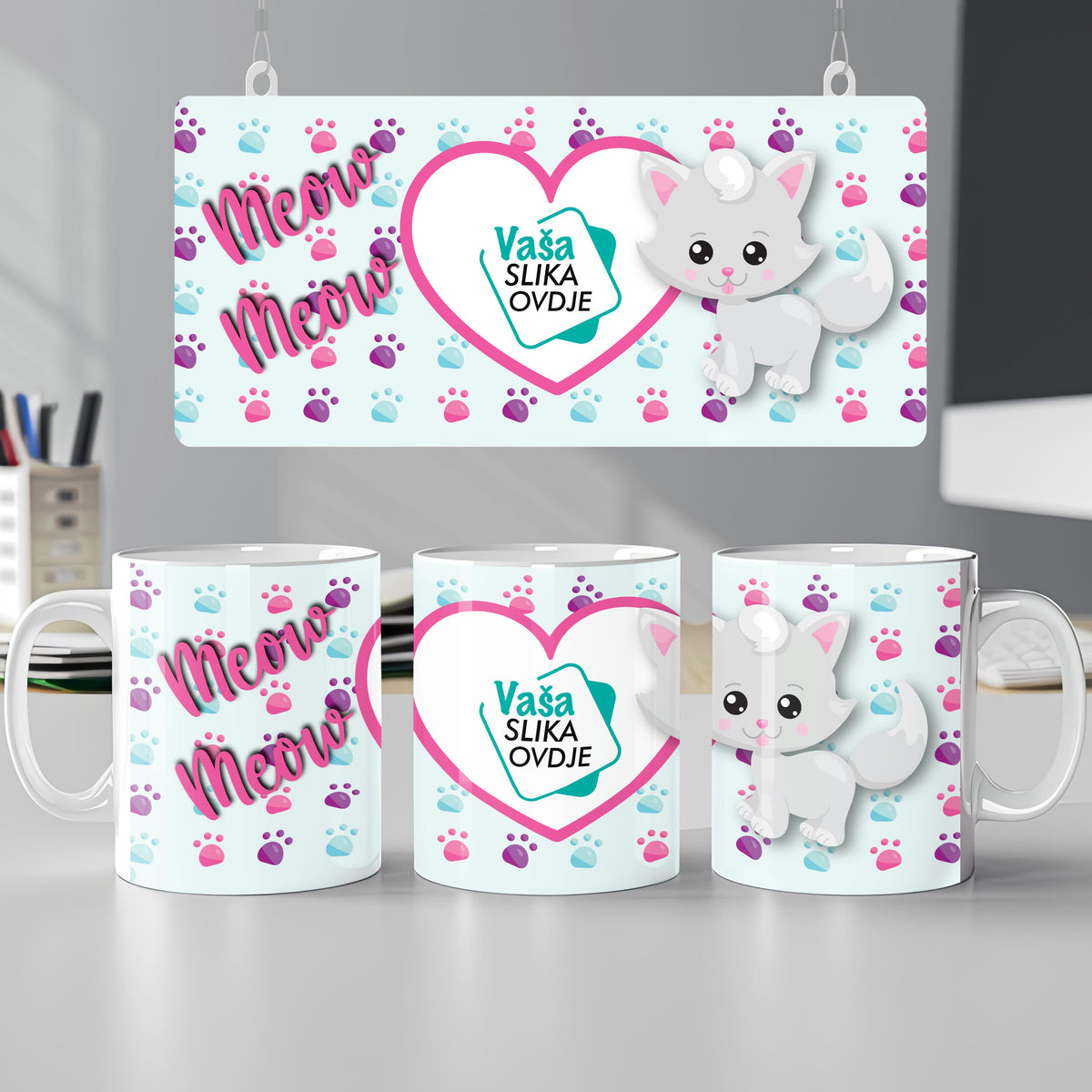 Personalizirana  šalica Meow Meow s vašom slikom -  SA208