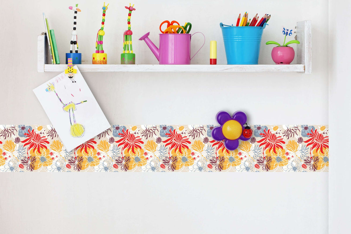 Bordure za zidove  colorized flowers bush BR022