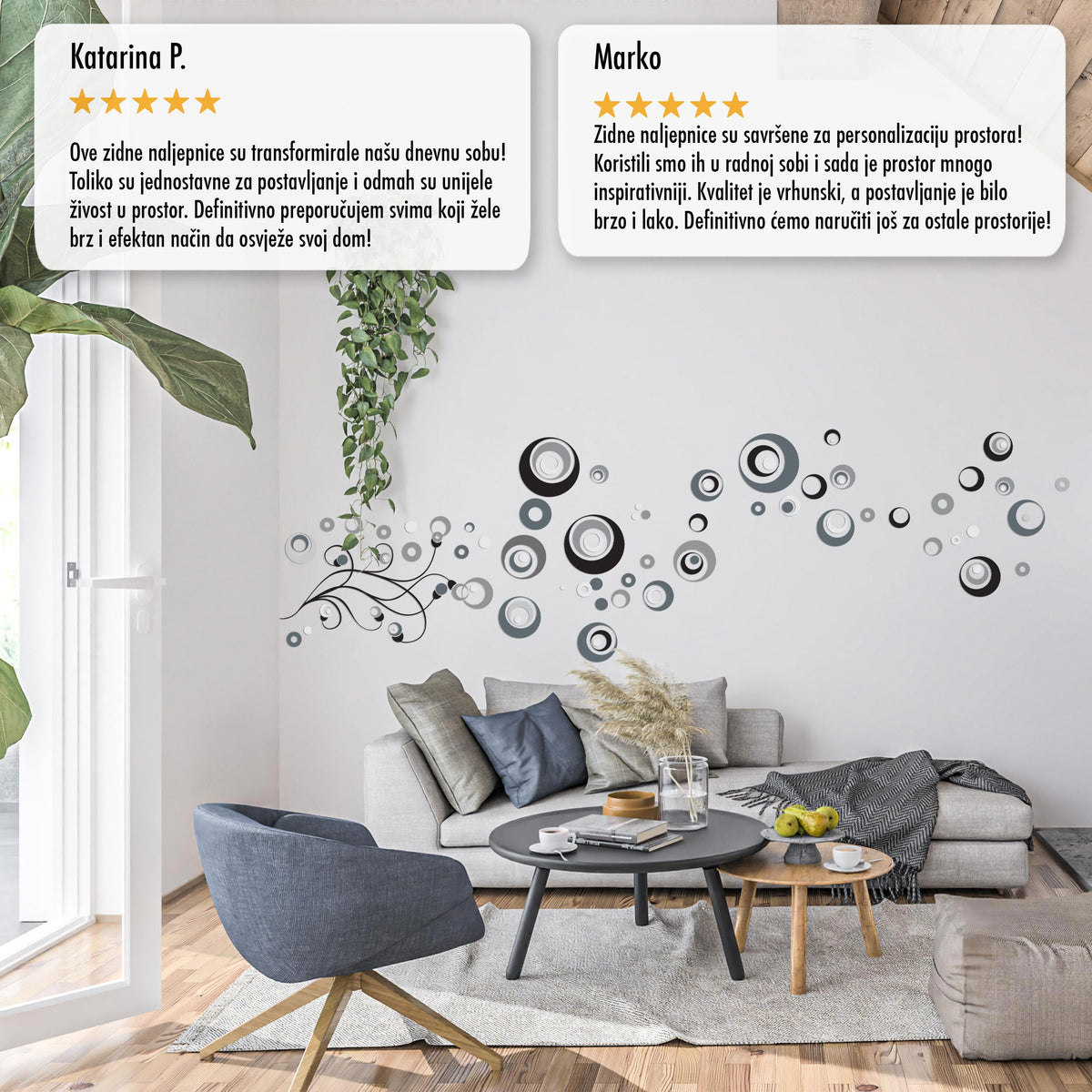 Edinstvena Stenske nalepke Art Circle za okrasitev doma - WS089-Life-decor.si