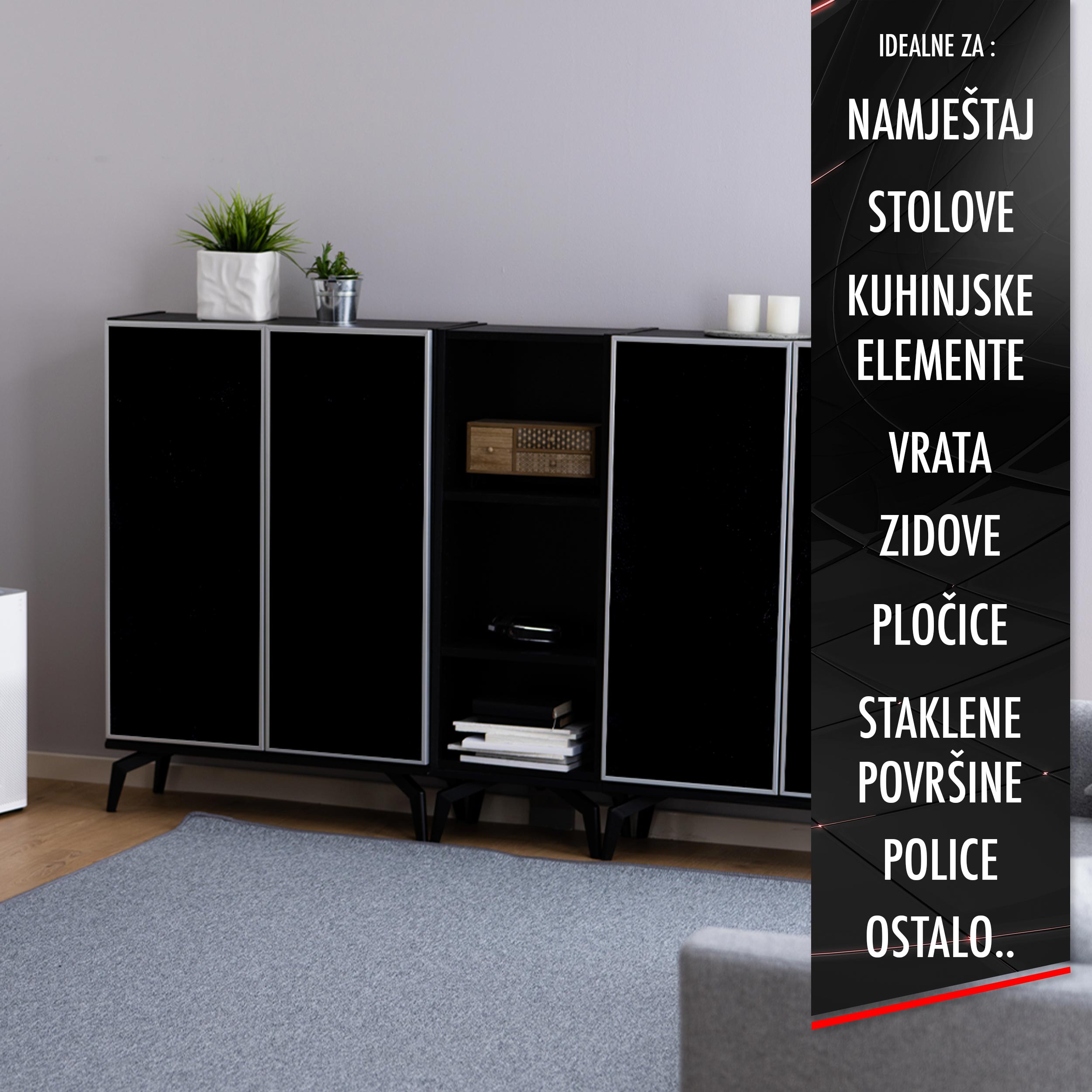 Elegantne Črne Samolepilne Folije - Idealne za Prenovo Pohištva-Life-decor.si