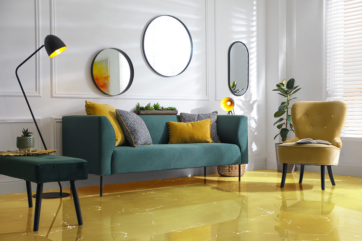 Epoxy pod Ochre Yellow & Marble White - EP041