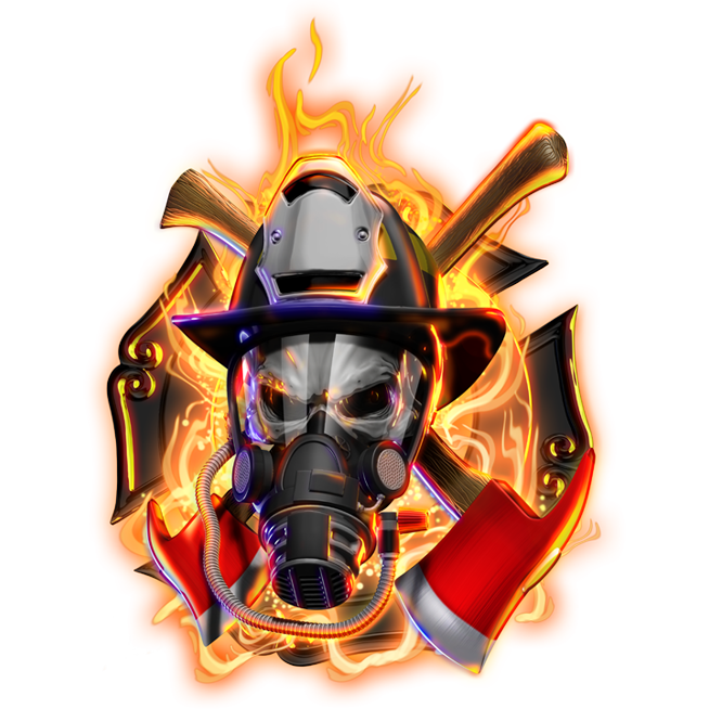 Firefighter Skull nalepka. AUR046-Life-decor.si