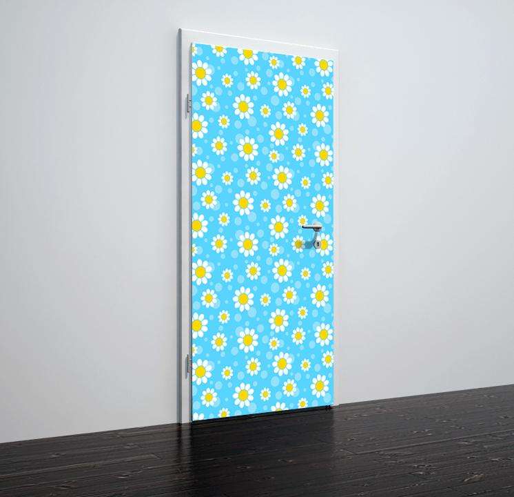 Folija za vrata z motivom flowers blue_bg