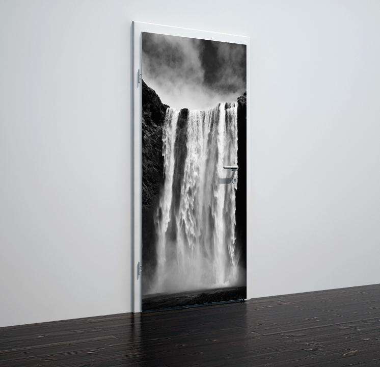 Folija za vrata z motivom waterfall b&w