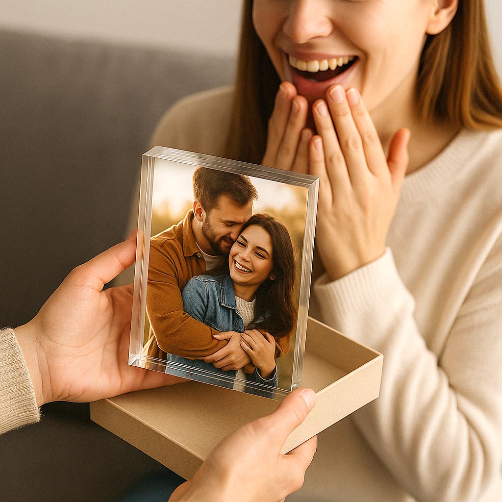 Personaliziran foto blok iz akrilnega stekla – Tvoj trenutek v 3D