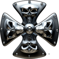 Nalepka za avto, motor, skuter Maltese Cross Skull. Prozorna folija, vodoodporna. AUR225-Life-decor.si