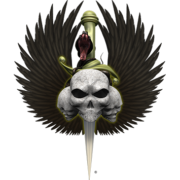 Nalepka za avto, motor, skuter Ornate dagger Skull. Prozorna folija, vodoodporna. AUR226-Life-decor.si