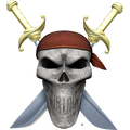 Nalepka za avto, motor, skuter Pirate Skull. Prozorna folija, vodoodporna. AUR229-Life-decor.si
