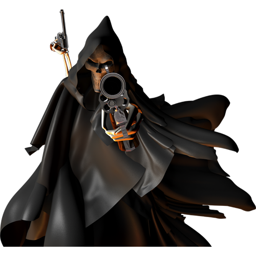Nalepka za avto, motor, skuter Reaper Revolver. Prozorna folija, vodoodporna. AUR232-Life-decor.si