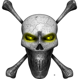 Nalepka za avto, motor, skuter Skull Crossbones. Prozorna folija, vodoodporna. AUR241-Life-decor.si