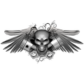 Nalepka za avto, motor, skuter Skull Wing Element. Prozorna folija, vodoodporna. AUR240-Life-decor.si