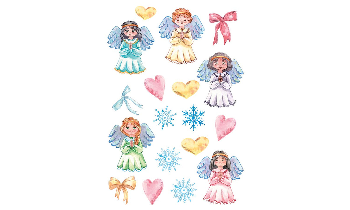 Božične nalepke za okna Sweet Angels, samolepilne, 35x24cm - CB043