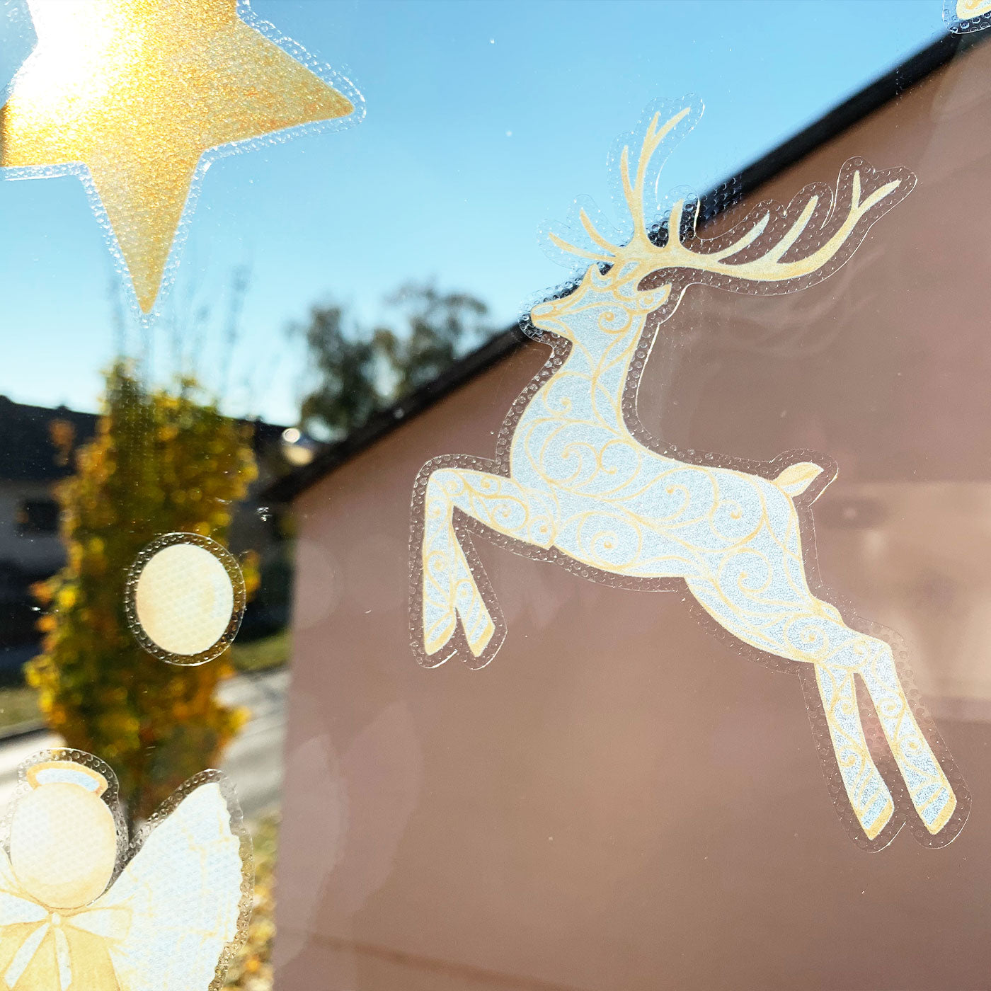 Andeli božične nalepke za okna, samolepilne, 35x24cm - CB040