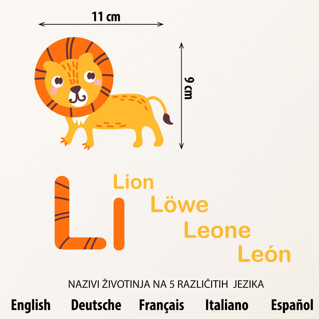 Stenske nalepke Živali s črkami - WS101