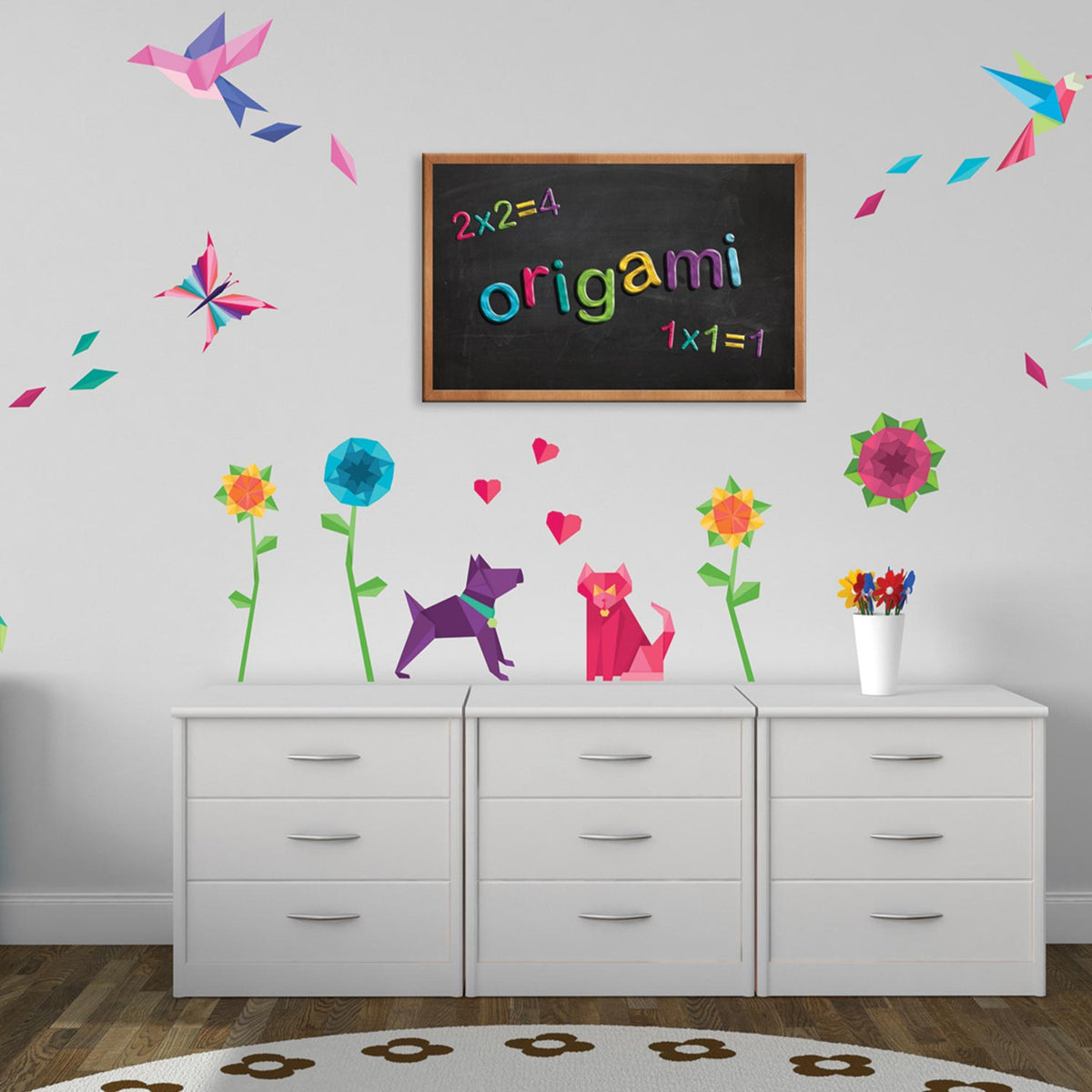 Stenske nalepke Origami - WS063