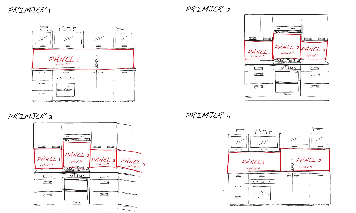 Plošče za kuhinje 3D Red lines - PVC plošče / Pleksi steklo - s tiskom za kuhinjo, Zidne obloge PKU157-Life-decor.si