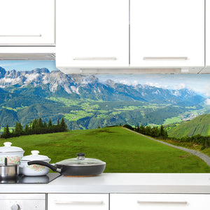 Plošče za kuhinje Alps panorama - PVC plošče / Pleksi steklo - s tiskom za kuhinjo, Zidne obloge PKU218-Life-decor.si