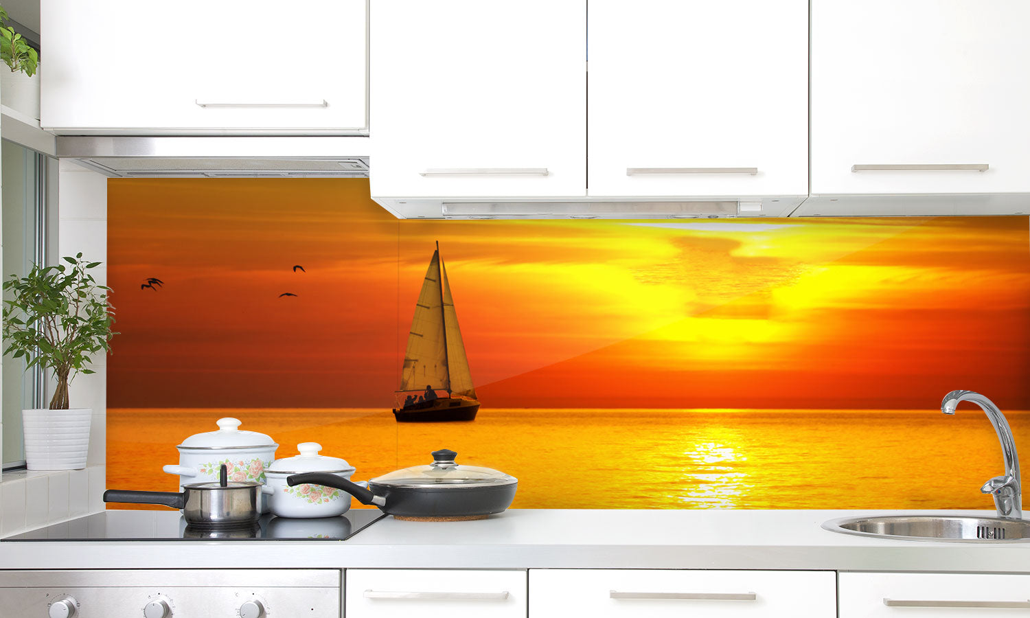 Plošče za kuhinje Beautiful sea sunset - PVC plošče / Pleksi steklo - s tiskom za kuhinjo, Zidne obloge PKU400-Life-decor.si