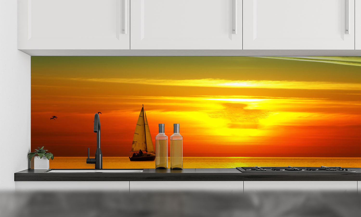 Plošče za kuhinje Beautiful sea sunset - PVC plošče / Pleksi steklo - s tiskom za kuhinjo, Zidne obloge PKU400-Life-decor.si