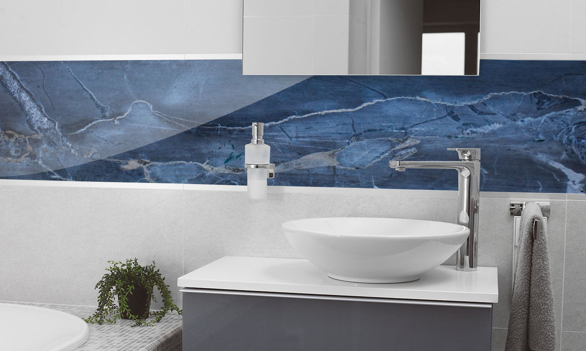 Plošče za kuhinje Blue marble - PVC plošče / Pleksi steklo - s tiskom za kuhinjo, Zidne obloge PKU061-Life-decor.si