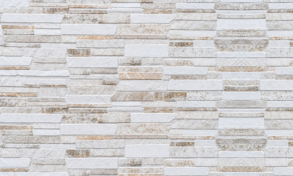 Plošče za kuhinje Brown white stone wall - PVC plošče / Pleksi steklo - s tiskom za kuhinjo, Zidne obloge PKU068-Life-decor.si