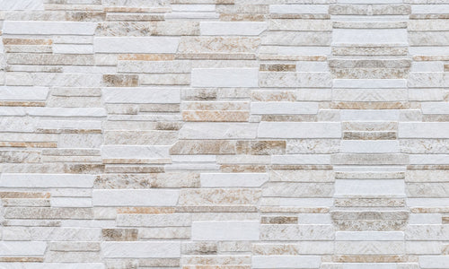 Plošče za kuhinje Brown white stone wall - PVC plošče / Pleksi steklo - s tiskom za kuhinjo, Zidne obloge PKU068-Life-decor.si