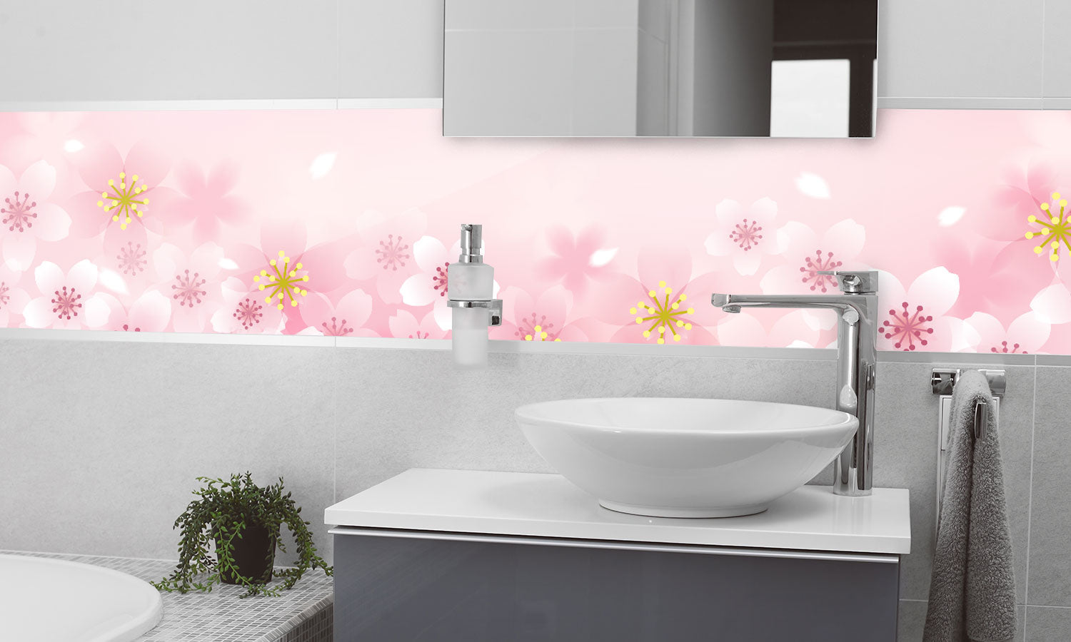 Plošče za kuhinje Cherry blossom - PVC plošče / Pleksi steklo - s tiskom za kuhinjo, Zidne obloge PKU136-Life-decor.si