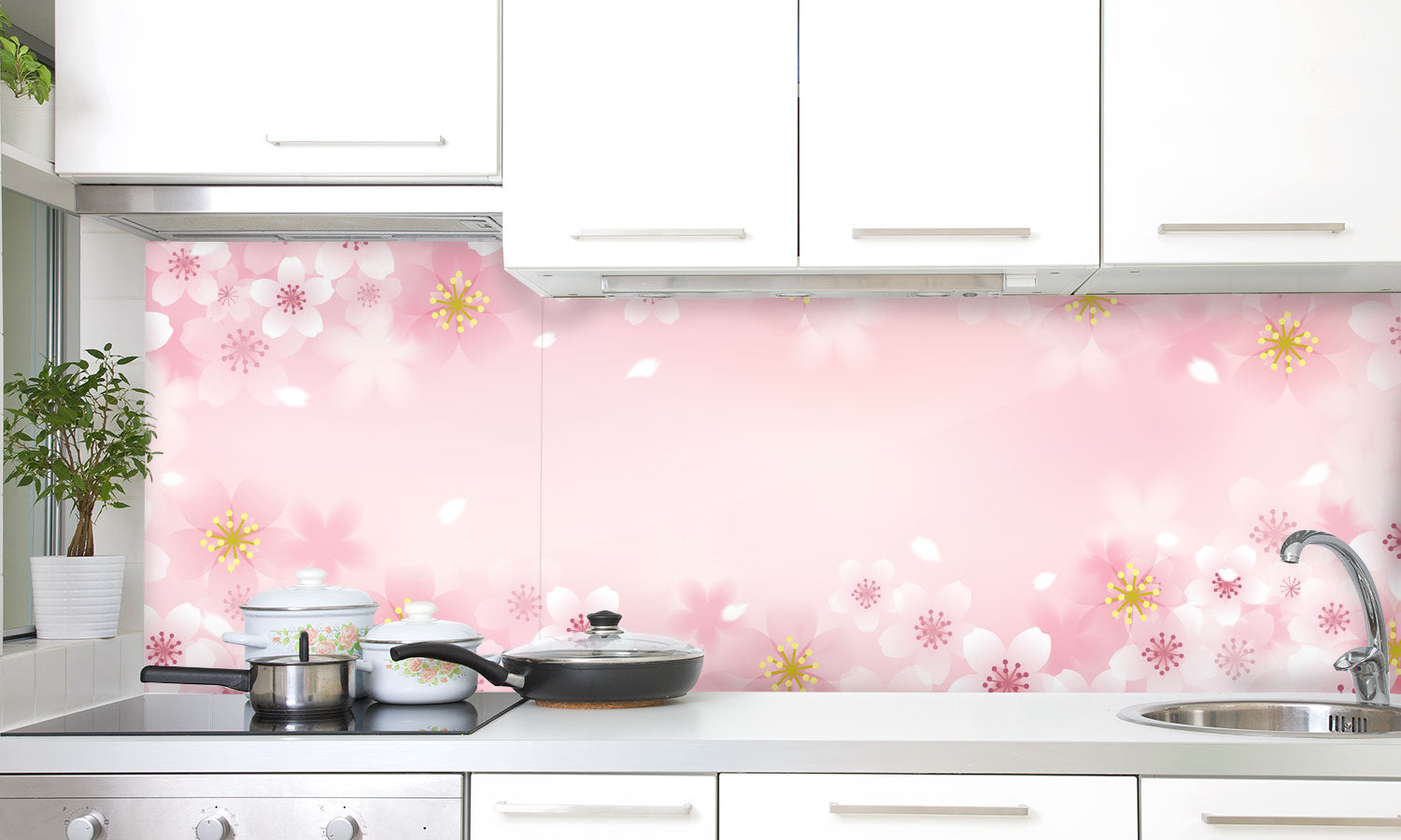 Plošče za kuhinje Cherry blossom - PVC plošče / Pleksi steklo - s tiskom za kuhinjo, Zidne obloge PKU136-Life-decor.si