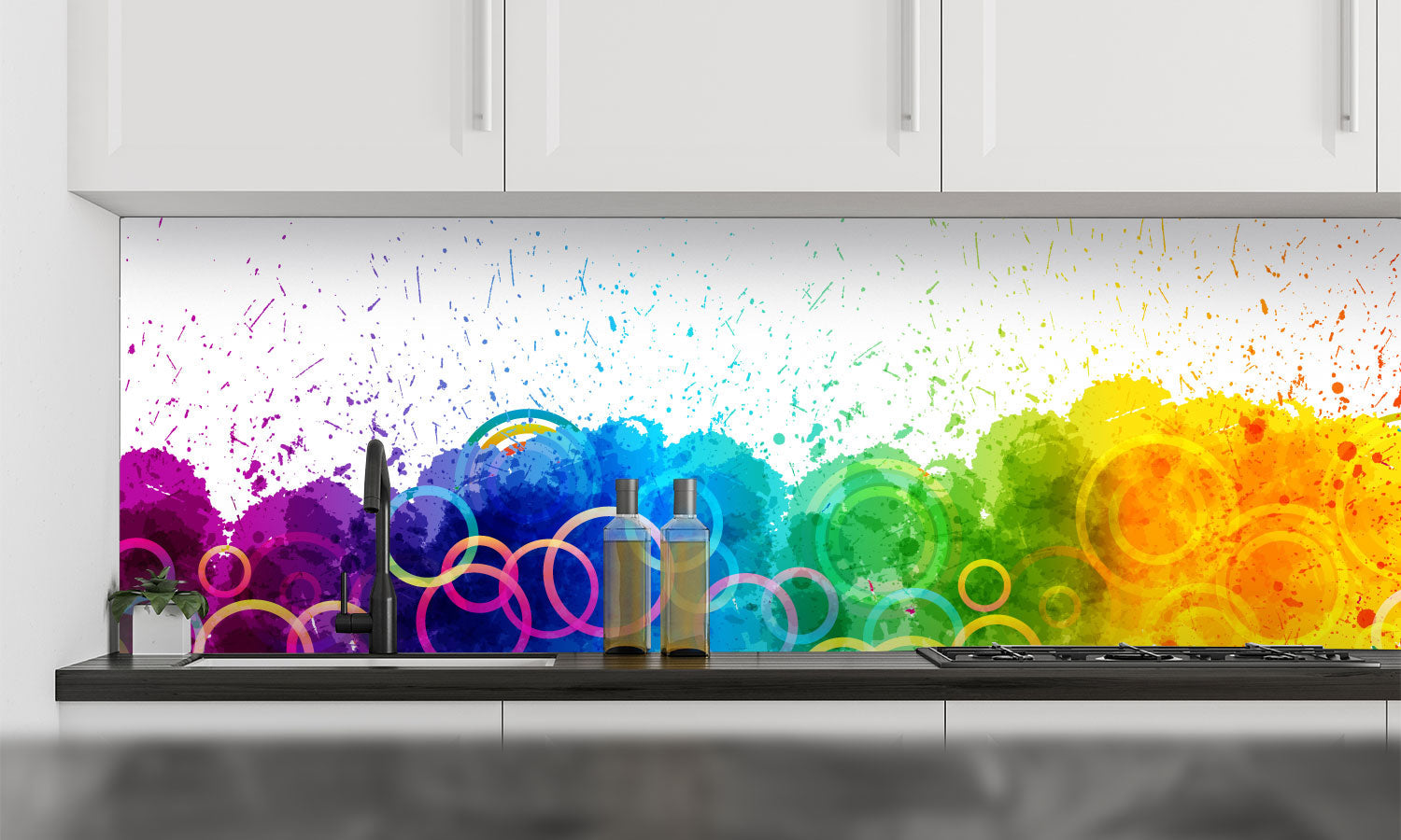 Plošče za kuhinje Color paint splashes - PVC plošče / Pleksi steklo - s tiskom za kuhinjo, Zidne obloge PKU145-Life-decor.si