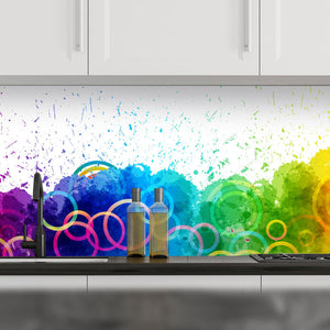 Plošče za kuhinje Color paint splashes - PVC plošče / Pleksi steklo - s tiskom za kuhinjo, Zidne obloge PKU145-Life-decor.si